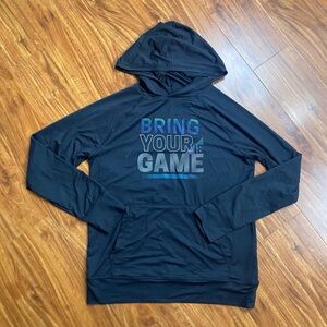 3/$25 Runway Boys Black Bring Your Game Stretch Hooded Active Shirt Size Large